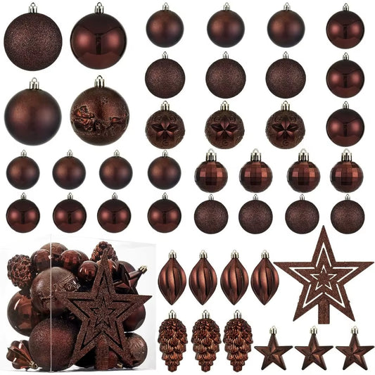 43Pcs Shatterproof Christmas Ball Ornaments with Loop for Xmas Holiday Party Wreath Home Decoration Coffee Brown Durable and El