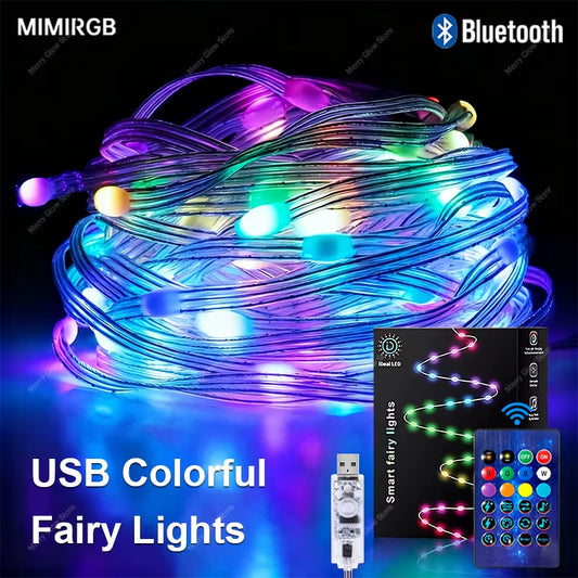 10M RGB Smart String Light DIY LED Fairy Twinkle Lights USB Garland Outdoor/Indoor Decoration for Home Bedroom Christmas Wedding