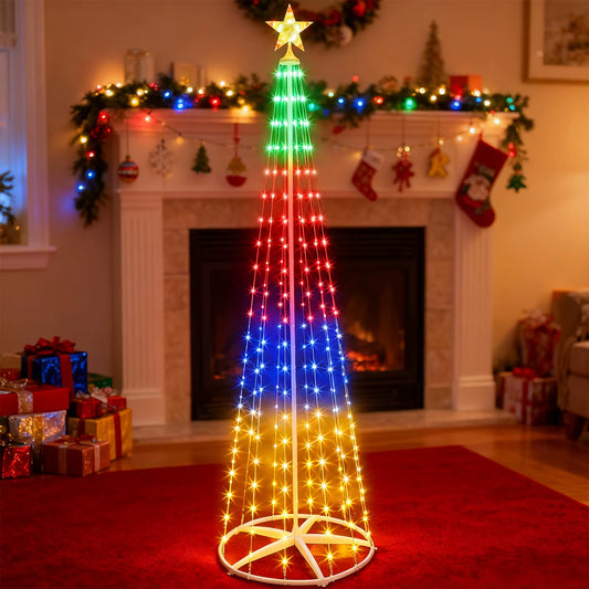 2.4M RGBW Christmas Tree DIY Lighting 16 Million LED Pre Lit Cone Tree Color Changing Lights Music Sync Indoor Outdoor Decor
