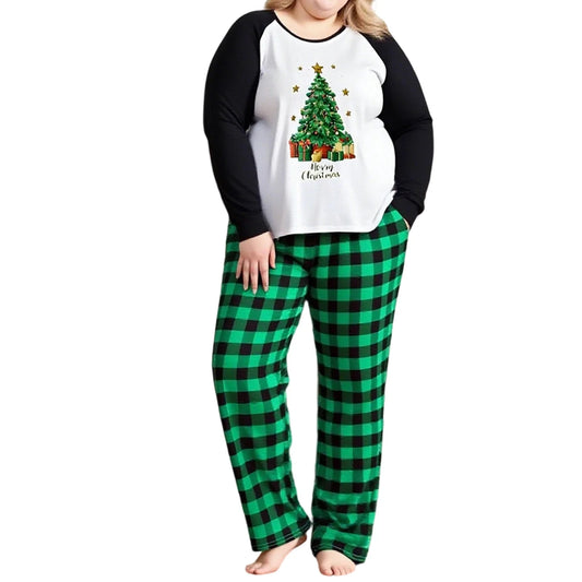 Women S Christmas Pajama Set Cozy Long Sleeve Top with Festive Print and Matching Plaid Pants for Sleepwear and Loungewear