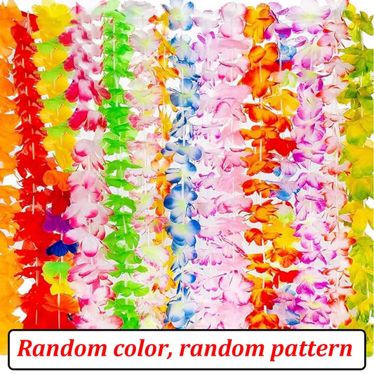 1-150Pcs Hawaiian Flower Wreath Necklace Hawaiian Leis Bulk for Luau Birthday Party Artificial Garland Decorations Supplies
