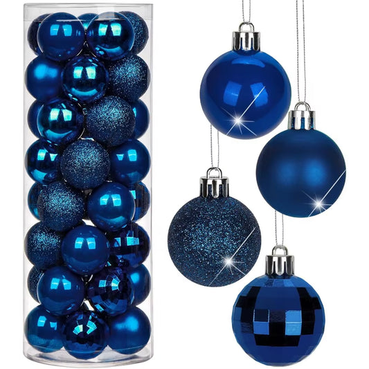 1.57 Dark Midnight Blue Christmas Balls Ornaments 40 Pcs Shatterproof Matte Mini Blue Decorations for Xmas Tree Halloween and H